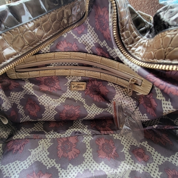 Vintage Guess Handbag Y2K Faux Leather Bling Gold Silver Purse Satchel Bag Retro - Picture 5 of 13